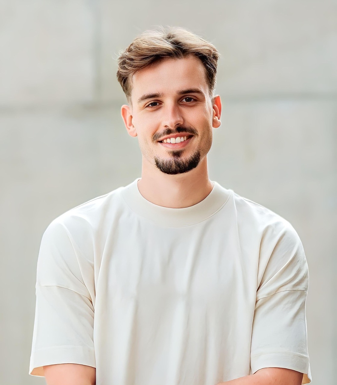 man, portrait, smile, pose, good looking, attractive, model, beauty, face, fashion, young, hair, people, happiness, nature, laughter, blanco, ropa blanca, sonrisa, monocromático, sesión de fotos, headshot, influencer, foto de perfil, avatar